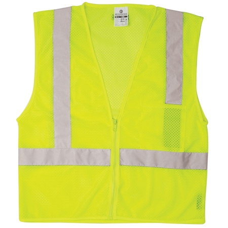 KISHIGO 5X, Lime, Class 2, Single Pocket Zipper Mesh Vest 1089-5X